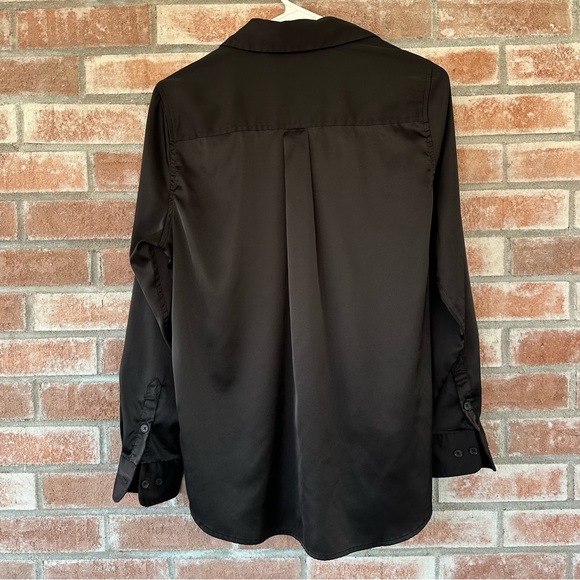 Equipment Black Button Down Satin Blouse Long Sleeve Women’s Small Career Office - Picture 10 of 13